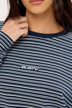 17 Degrees Stripe L/S Oversize Tee Blue Stripe