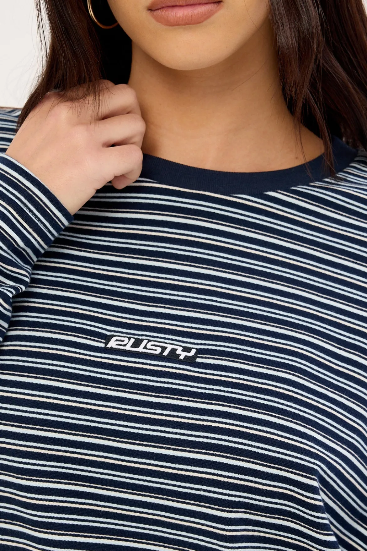17 Degrees Stripe L/S Oversize Tee Blue Stripe