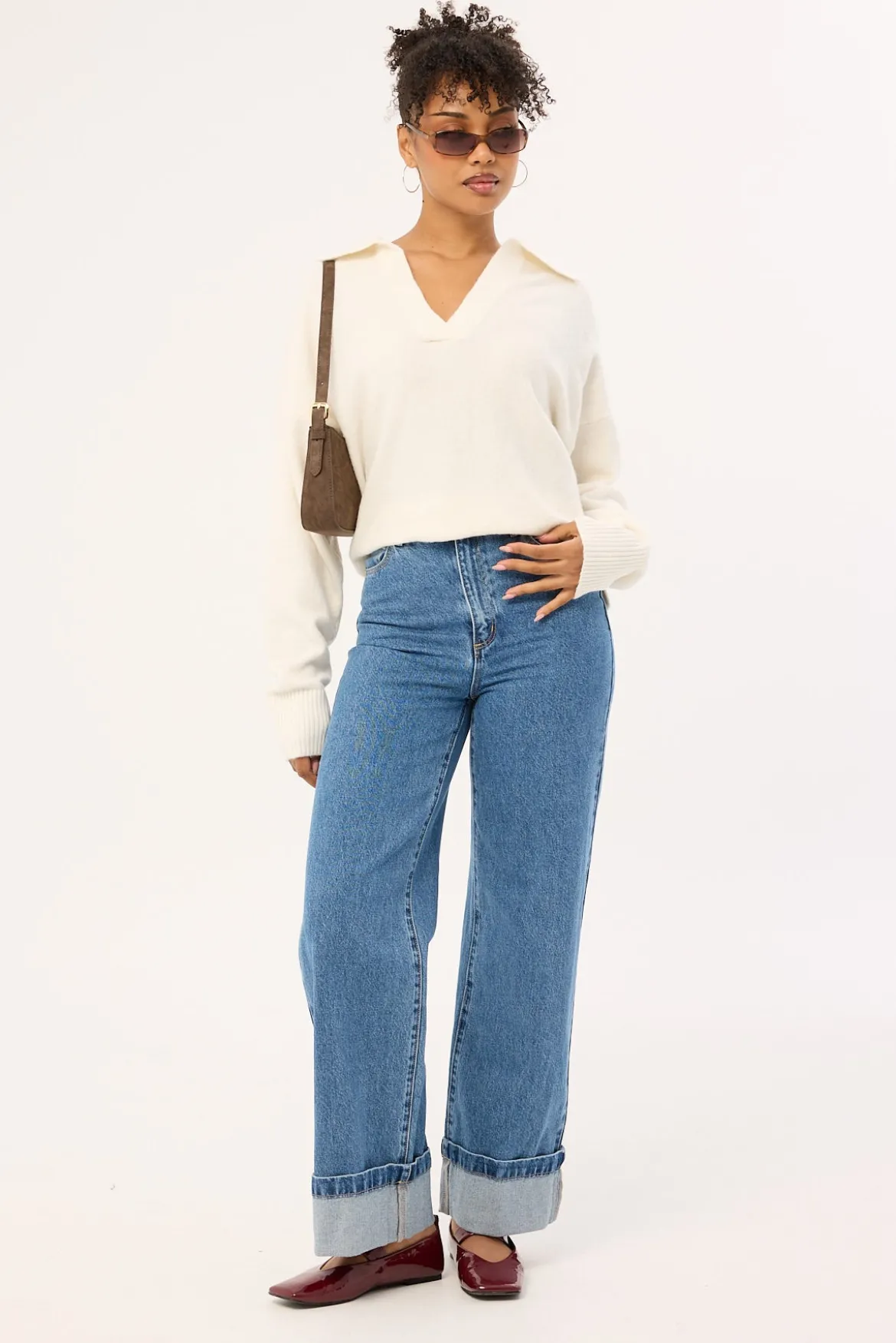 94 High And Wide Cuffed Jean Eva Organic Blue