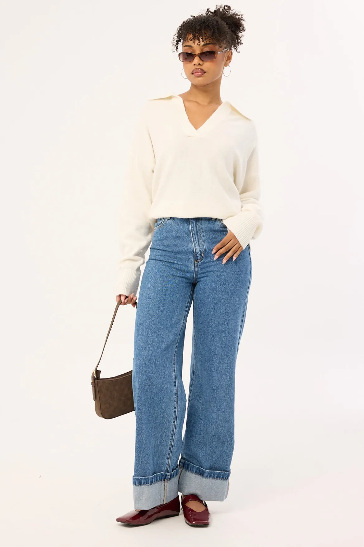 94 High And Wide Cuffed Jean Eva Organic Blue