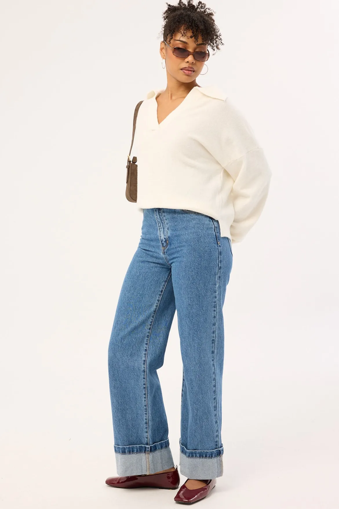 94 High And Wide Cuffed Jean Eva Organic Blue
