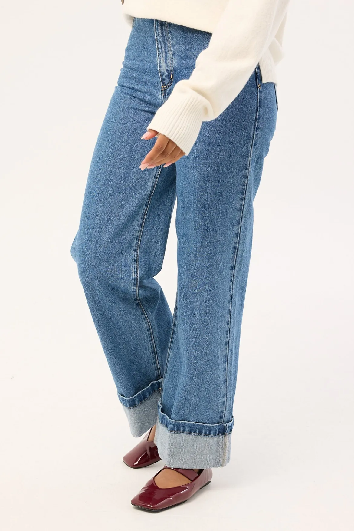 94 High And Wide Cuffed Jean Eva Organic Blue