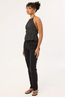 94 High Waisted Straight Jean Cara Organic Black