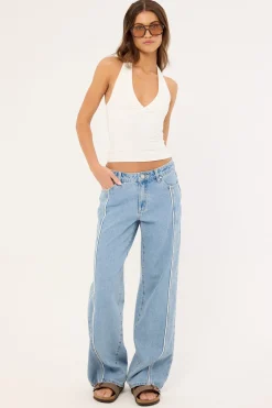 99 Low Baggy Piping Jean Paris Blue