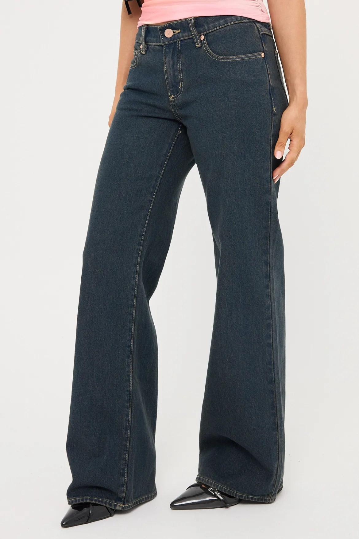 99 Low Wide Jean Rihanna Organic Dark Blue