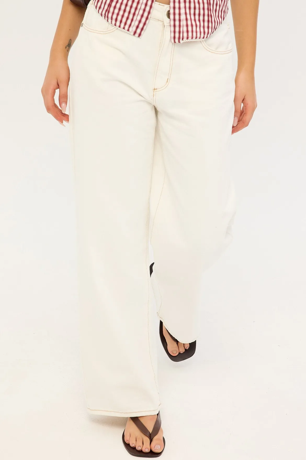 95 Mid Baggy Petite Jean White