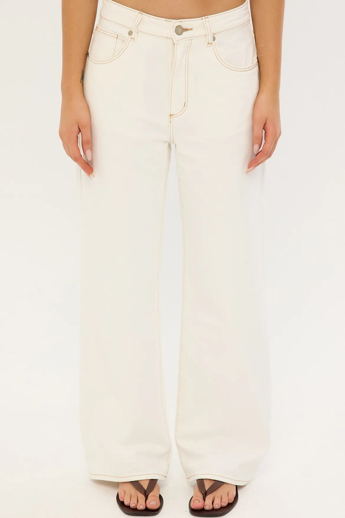 95 Mid Baggy Petite Jean White