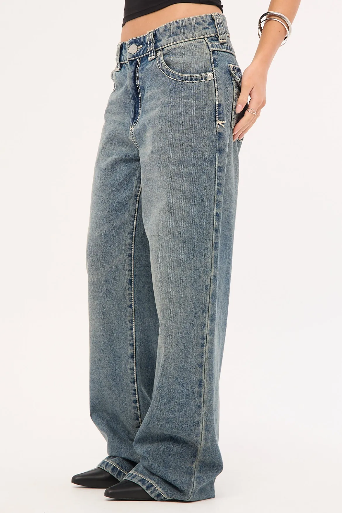 95 Mid Rise Baggy Jean Amber Washed Blue