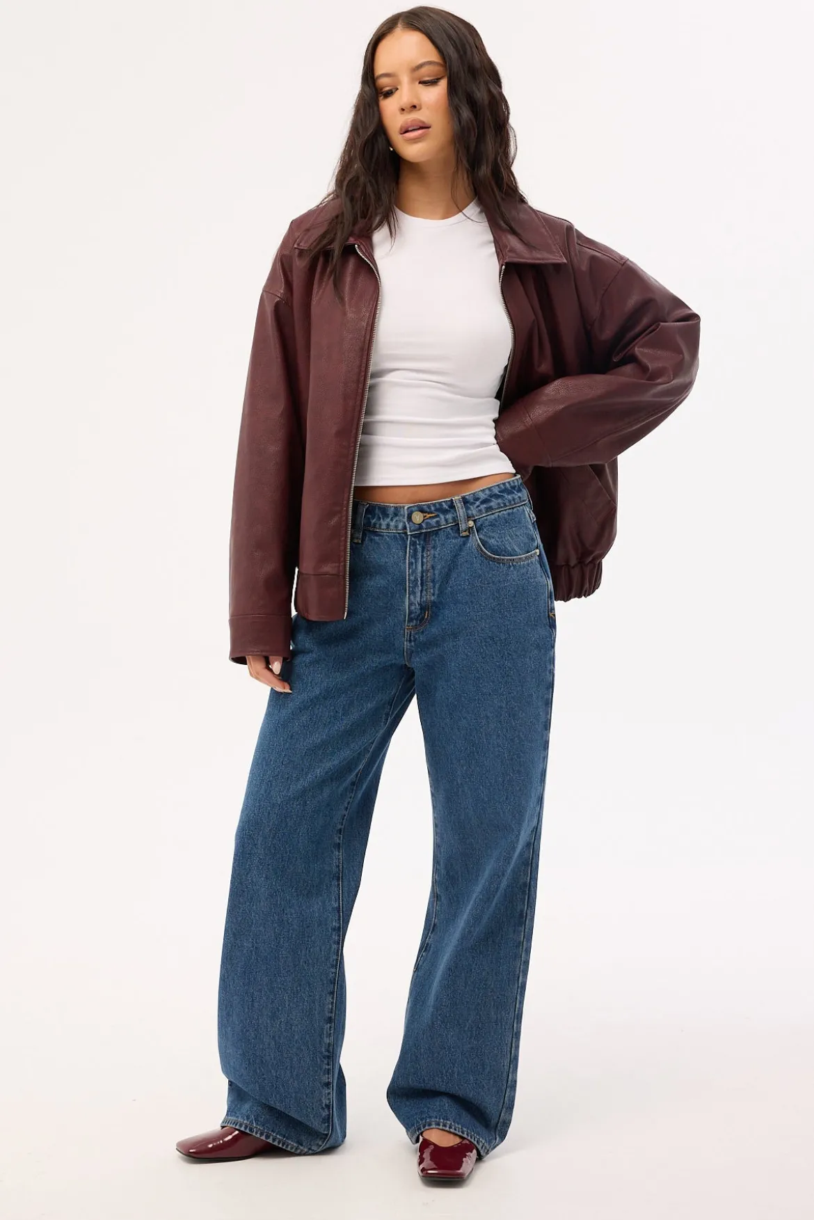 95 Mid Rise Baggy Petite Jean Bella Blue