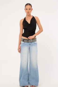 00 Wide Low Rise Jean Kaia Worn Blue