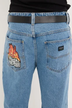 A5 Davis Flame Baggy Jean Bleached Vintage Indigo