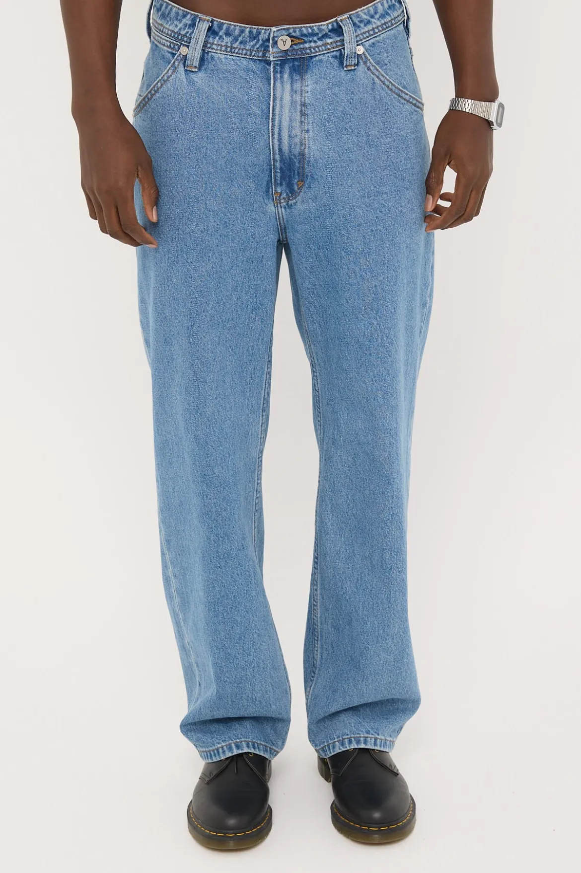 A5 Davis Flame Baggy Jean Bleached Vintage Indigo