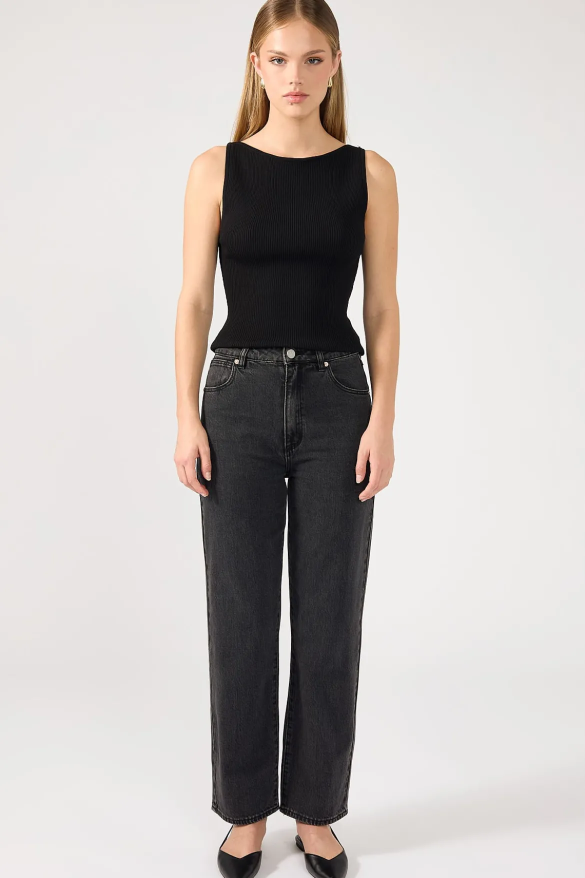 A Venice High Waisted Straight Jean Charo Black