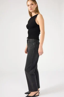 A Venice High Waisted Straight Jean Charo Black