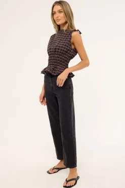 A Venice High Waisted Straight Jean Charo Black
