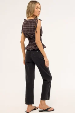 A Venice High Waisted Straight Jean Charo Black