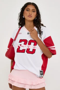 Absolution V Neck Jersey Tee White/Red