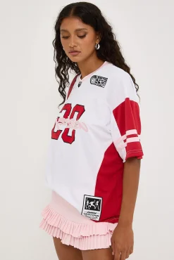 Absolution V Neck Jersey Tee White/Red