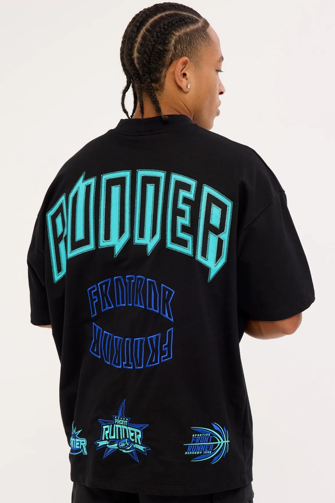 Academy Tee Black Aqua