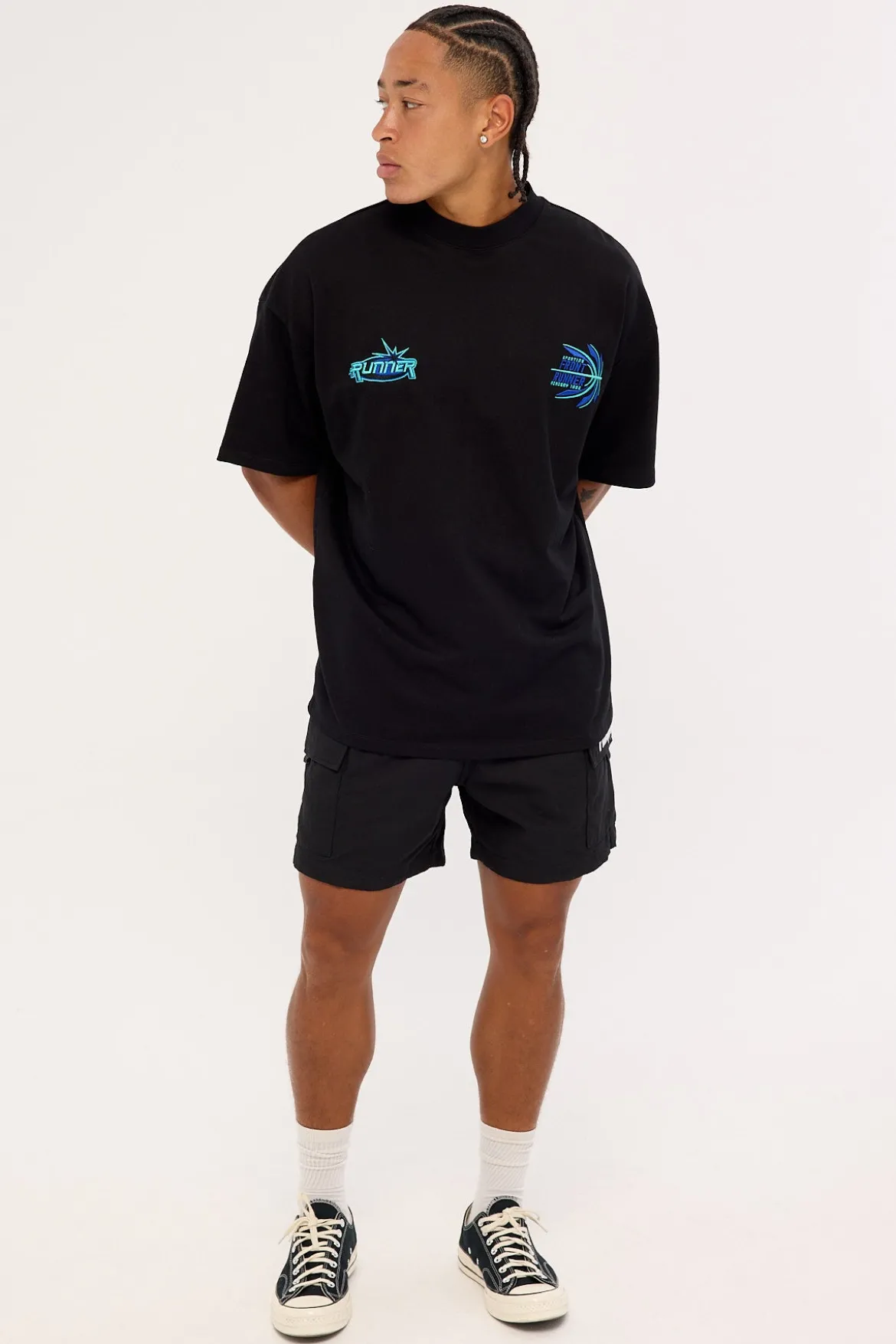 Academy Tee Black Aqua