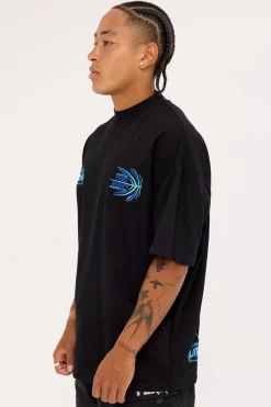 Academy Tee Black Aqua