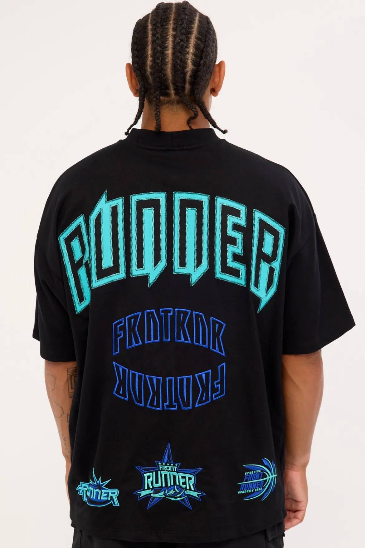 Academy Tee Black Aqua