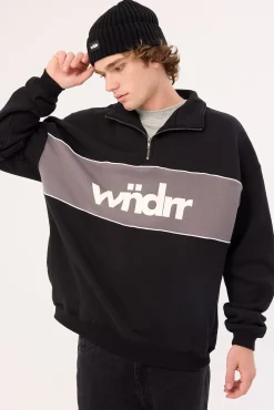 Accent Panel 1/4 Zip Sweat Black/Grey