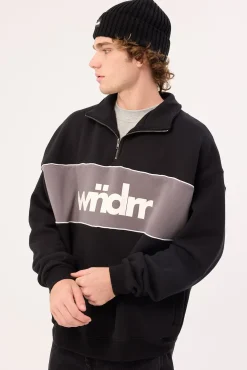 Accent Panel 1/4 Zip Sweat Black/Grey