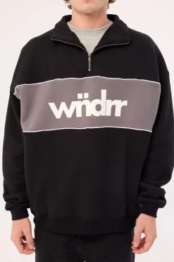 Accent Panel 1/4 Zip Sweat Black/Grey