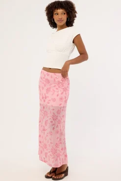 Adelyn Beaded Sequin Maxi Skirt Pink