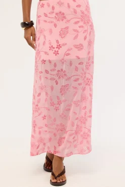 Adelyn Beaded Sequin Maxi Skirt Pink
