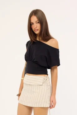 Adore Linen Skort Oat Stripe