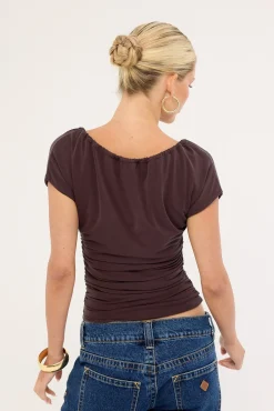 Adoria Keyhole Jersey Top Plum