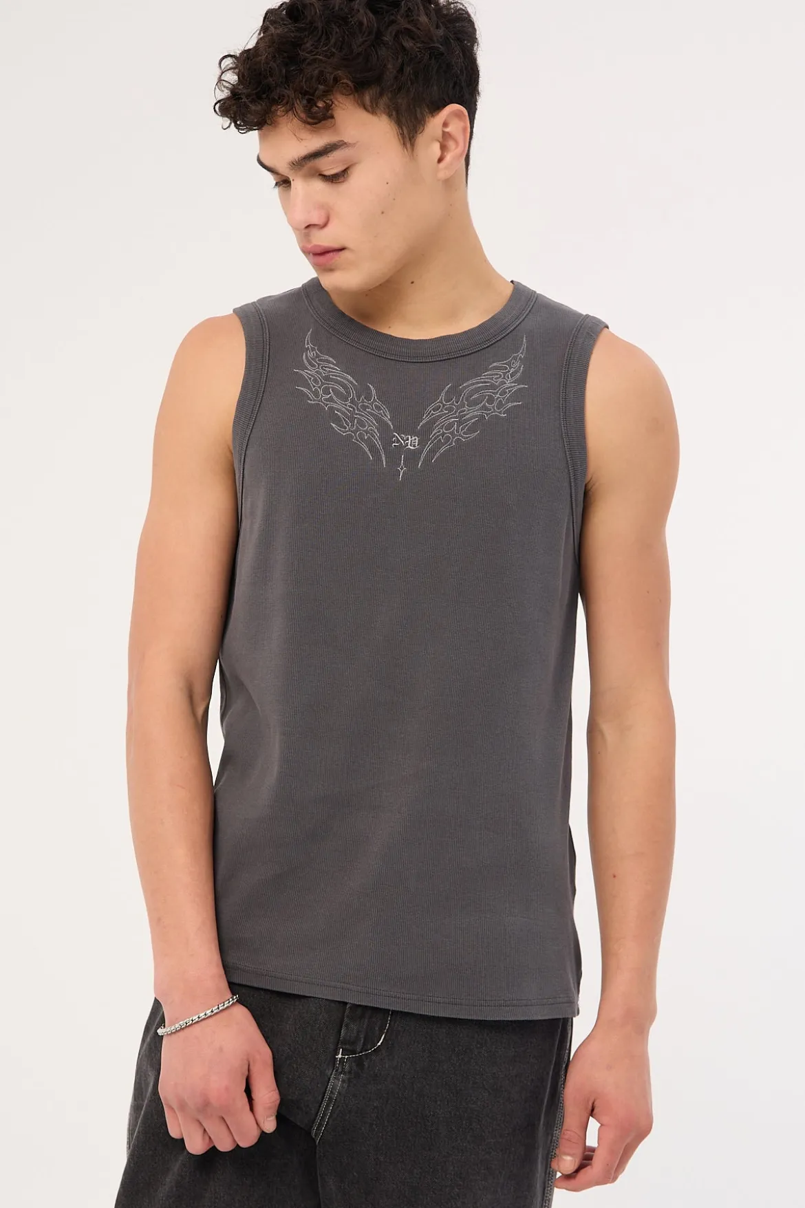 Aethera Bound Singlet Tank Washed Black