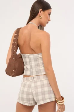 Afterglow Mini Short Smoke Plaid