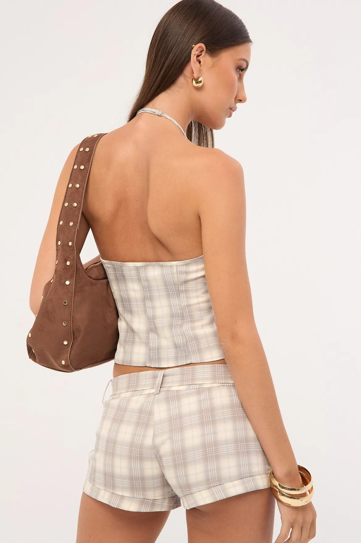 Afterglow Mini Short Smoke Plaid