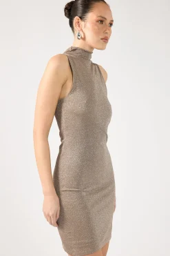 Agnes Beam Lurex Knit Mini Dress Sand
