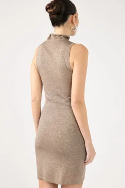 Agnes Beam Lurex Knit Mini Dress Sand