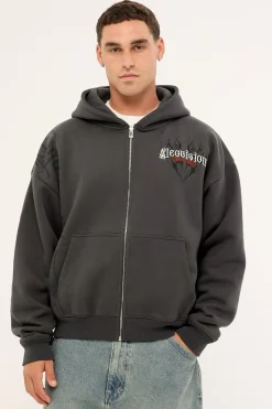 Akuma Urban Zip Through Hoodie Asphalt