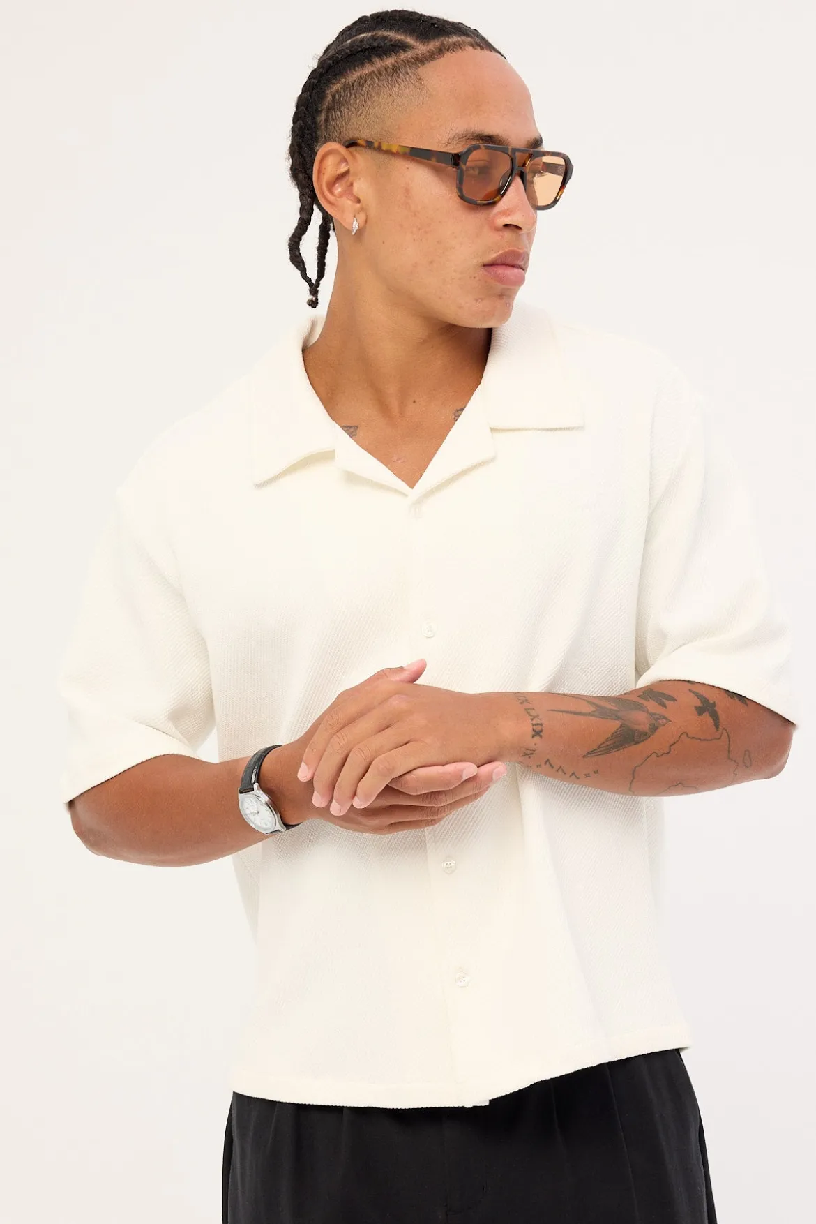 Alaric Boxy Cropped Resort Shirt White