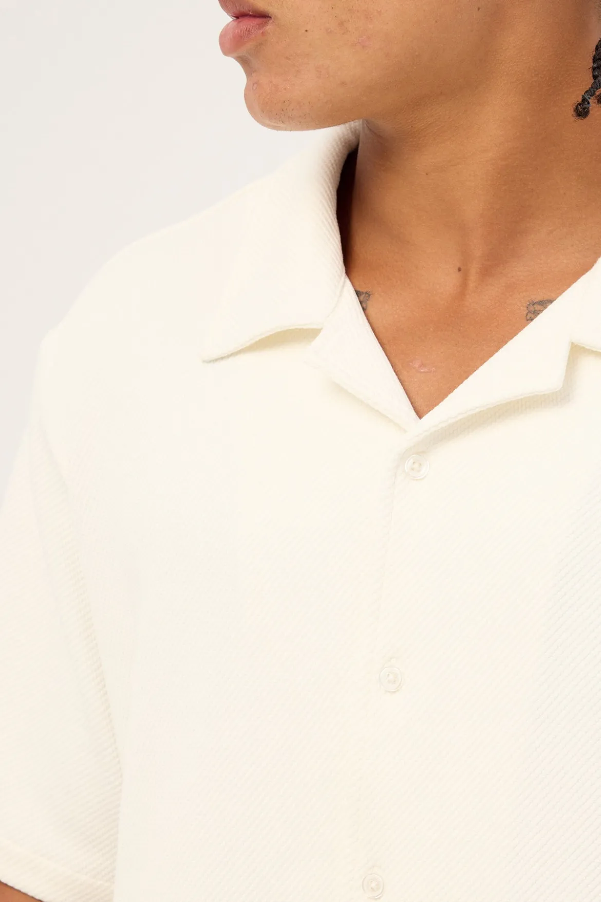 Alaric Boxy Cropped Resort Shirt White