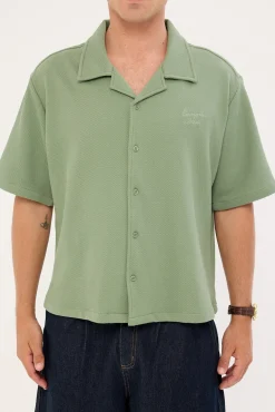 Alaric Boxy Cropped Resort Shirt Sage