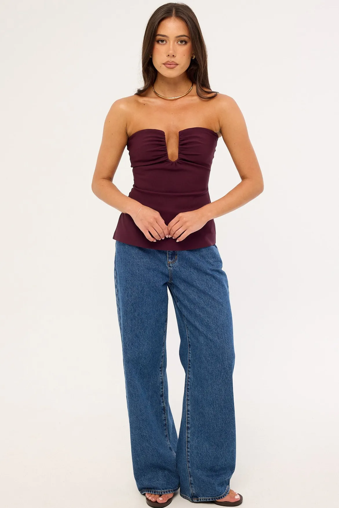 Alba Strapless Top Plum