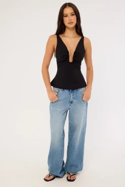 Alba Structured Top Black