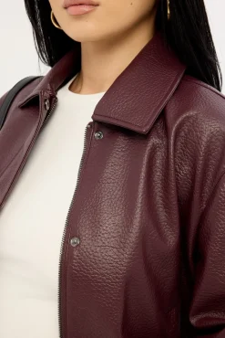 Alena Collared PU Jacket Plum