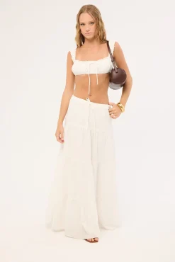 Alessia Tiered Maxi Skirt White