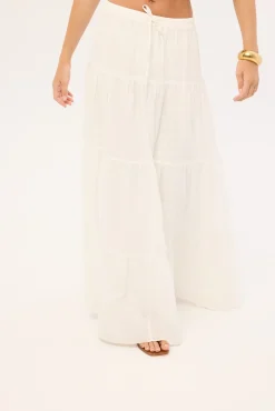 Alessia Tiered Maxi Skirt White