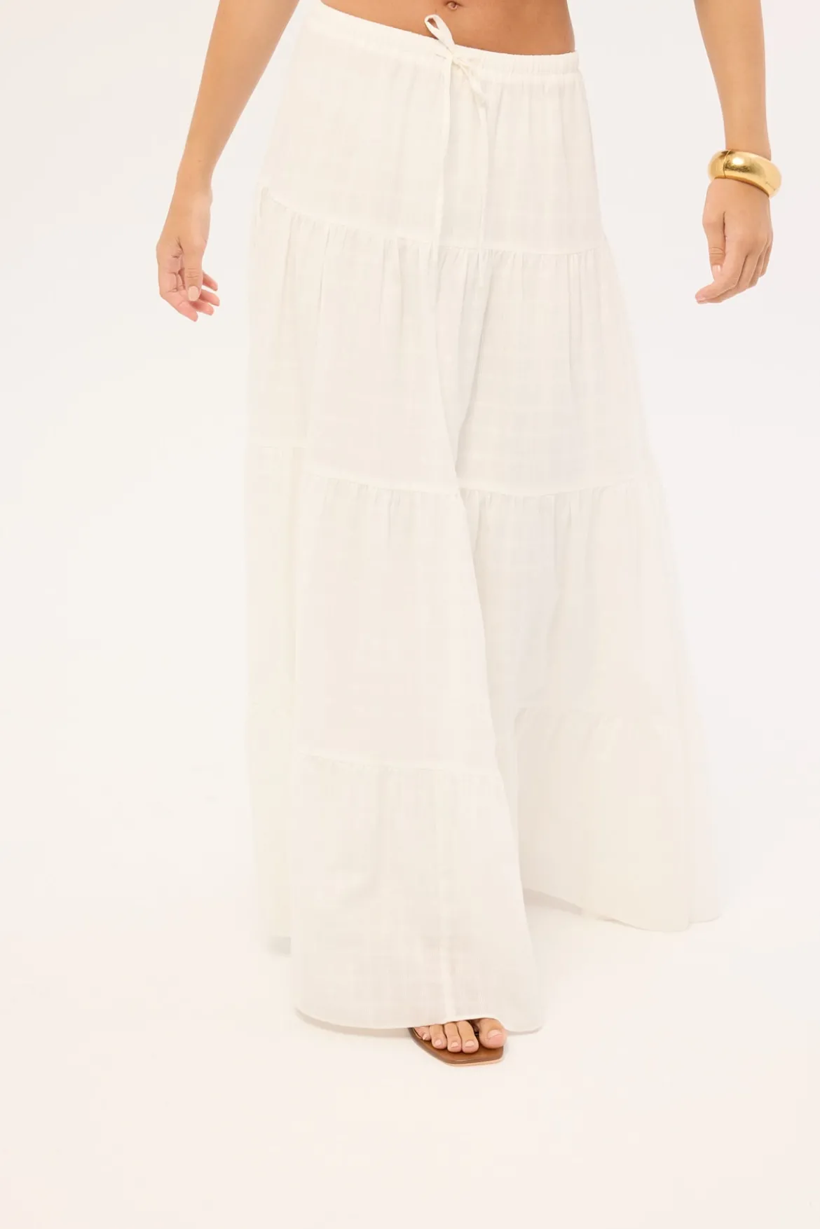 Alessia Tiered Maxi Skirt White
