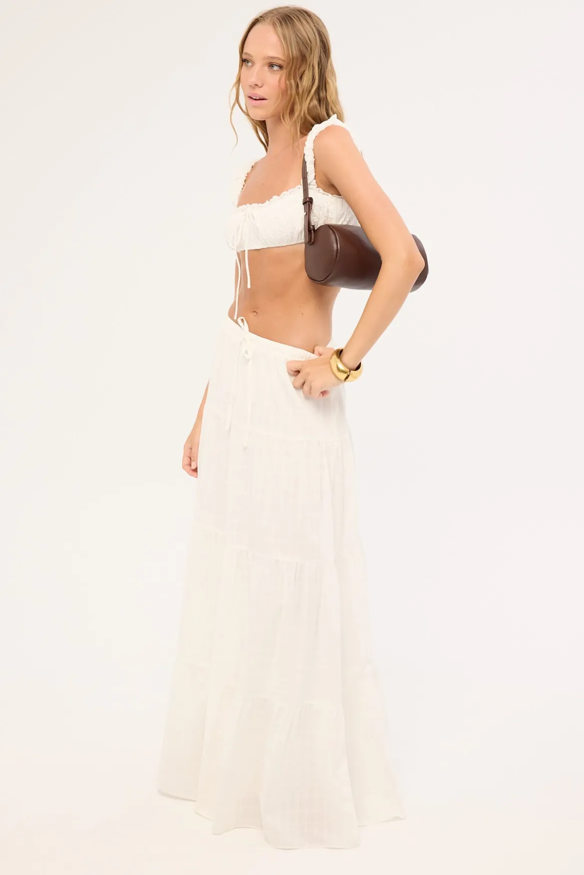 Alessia Tiered Maxi Skirt White