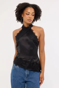 Alexa Lace Halter Top Black